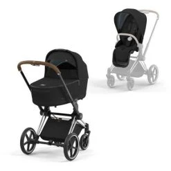 Paketti, Cybex Priam 4 Yhdistelmävaunu, Chrome Brown - Deep Black